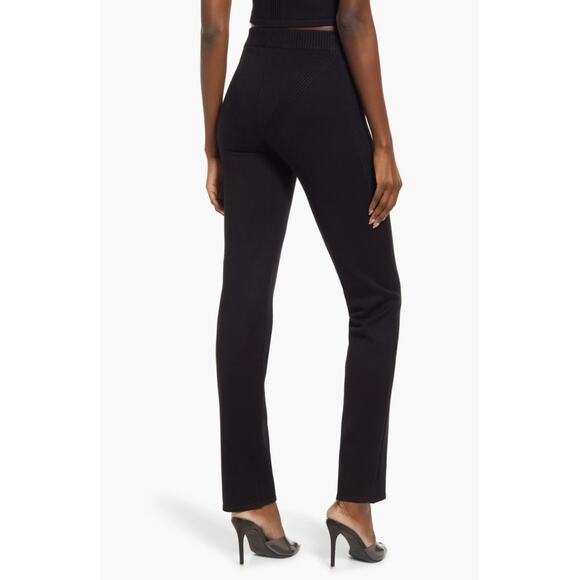 GOOD AMERICAN Women Curved Rib Icon Pant 3XL 6 Black Pull-On Knit Stretch NWOT - Picture 2 of 12